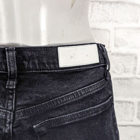 RE/DONE Women's High Rise Raw Ankle crop Denim Jeans washed black sz 27 - Picture 6 of 12
